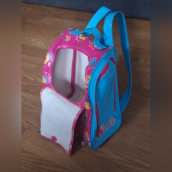 Barbie Handbags - Barbie Backpack Vintage 2000s Puppy Bubblegum Pink Vinyl Purse Girls Kids Blue